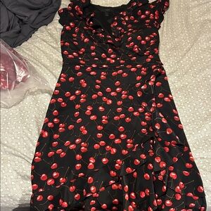 J. Crew Black Dress with Red Cherry Design - 0